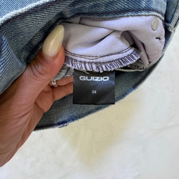 Guizio Denim Embellished Rhinestone Shorts - Picture 7 of 7